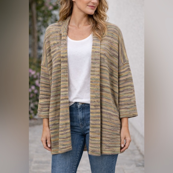 Zara Sweaters - Zara Striped Multicolor Button Cardigan- L